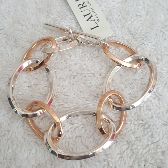 New Ralph Lauren Two Tone Oval Link Bracelet - Picture 2 of 6